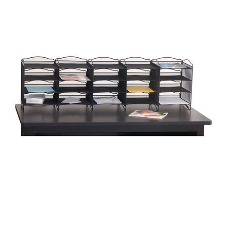 ROOMFACTORY 16.5 x 56.75 x 12.75 in. Onyx Mesh Literature Sorter; 20 Compartments - Black RO521304